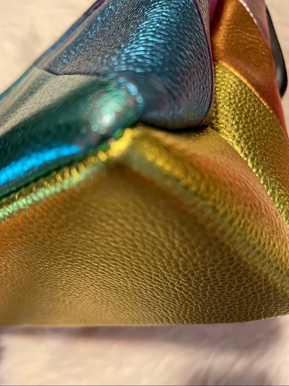 Kurt Geiger Kensington Rainbow Chevron Leather Crossbody Bag with Gunmetal Chain - Picture 11 of 15